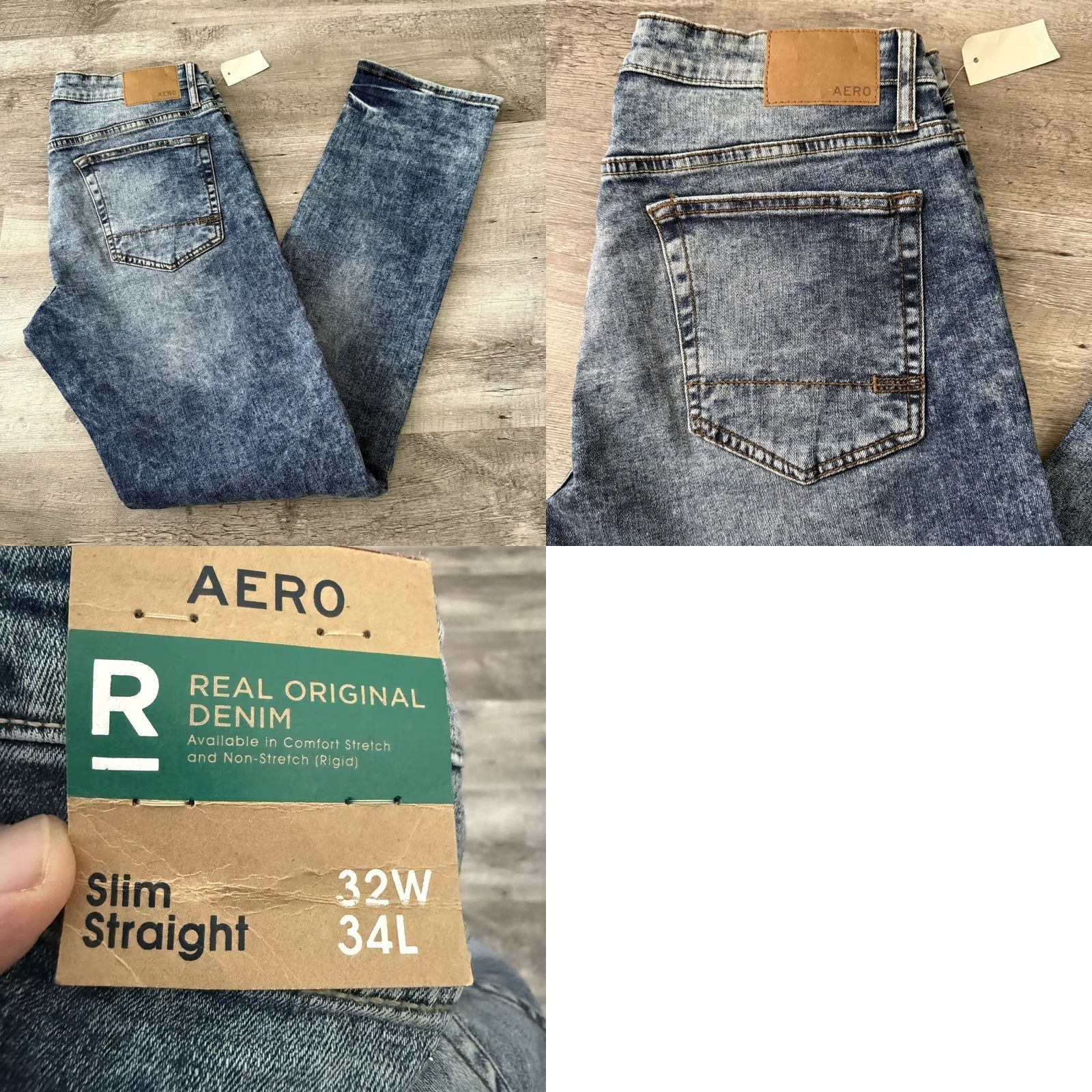 Vintage Aeropostale AERO Slim Straight Jeans Mens Sz 34x32 Distressed Stretch Denim NEW Size US 34 / EU 50 - 8 Thumbnail