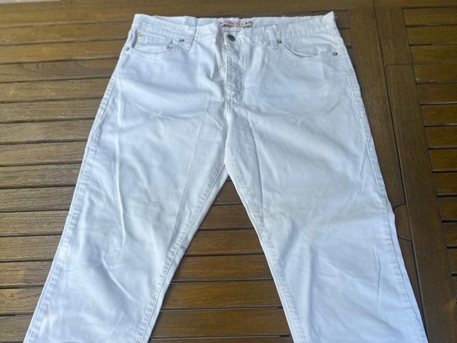 Vitaliano Vitamina Jeans Deluxe Edition White Denim Sz50 Made in Italy Size US 35 - 1 Thumbnail