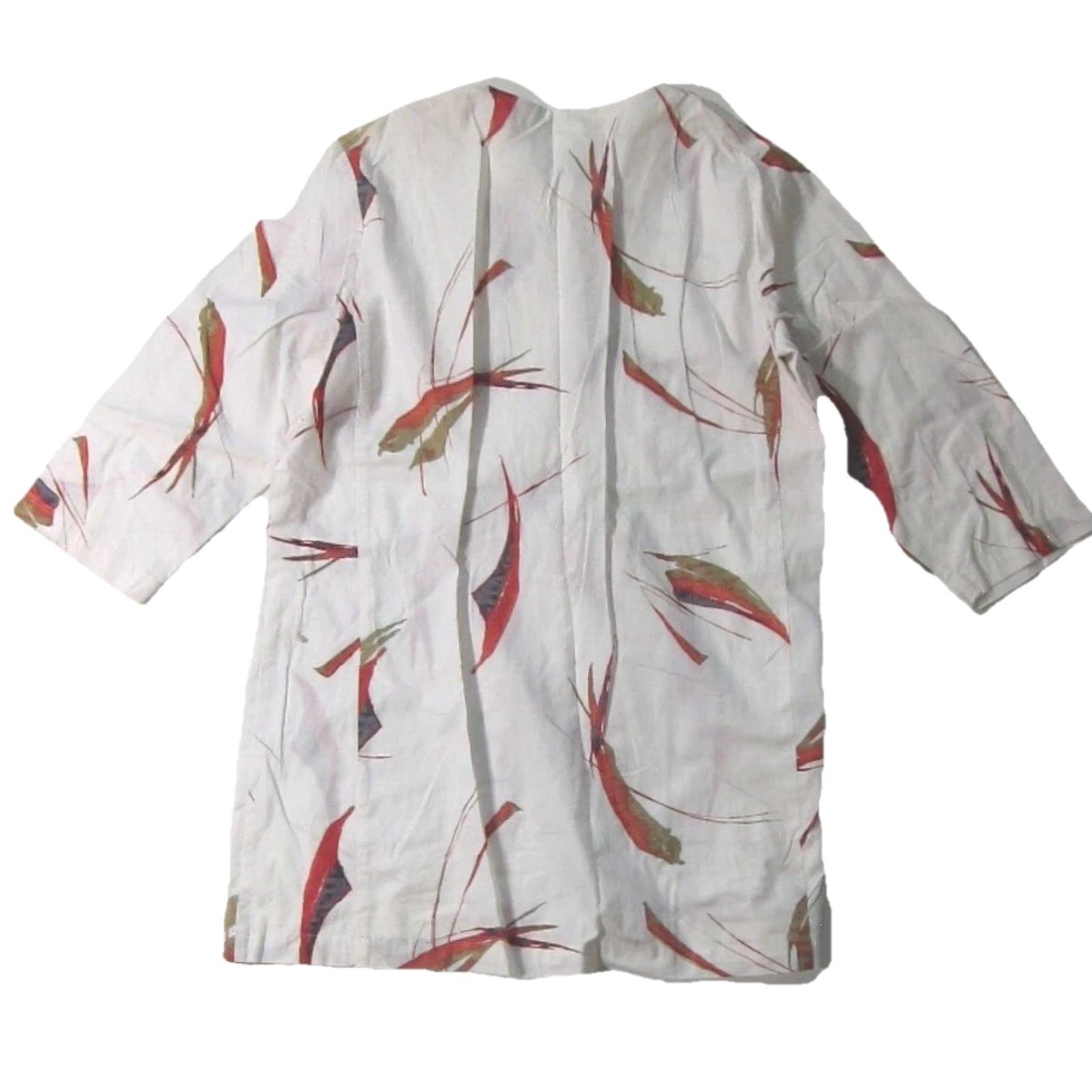 Vintage TravelSmith Blouse Tunic 100% Cotton Floral Button Down White Large Women XS? Size L / US 10 / IT 46 - 2 Thumbnail