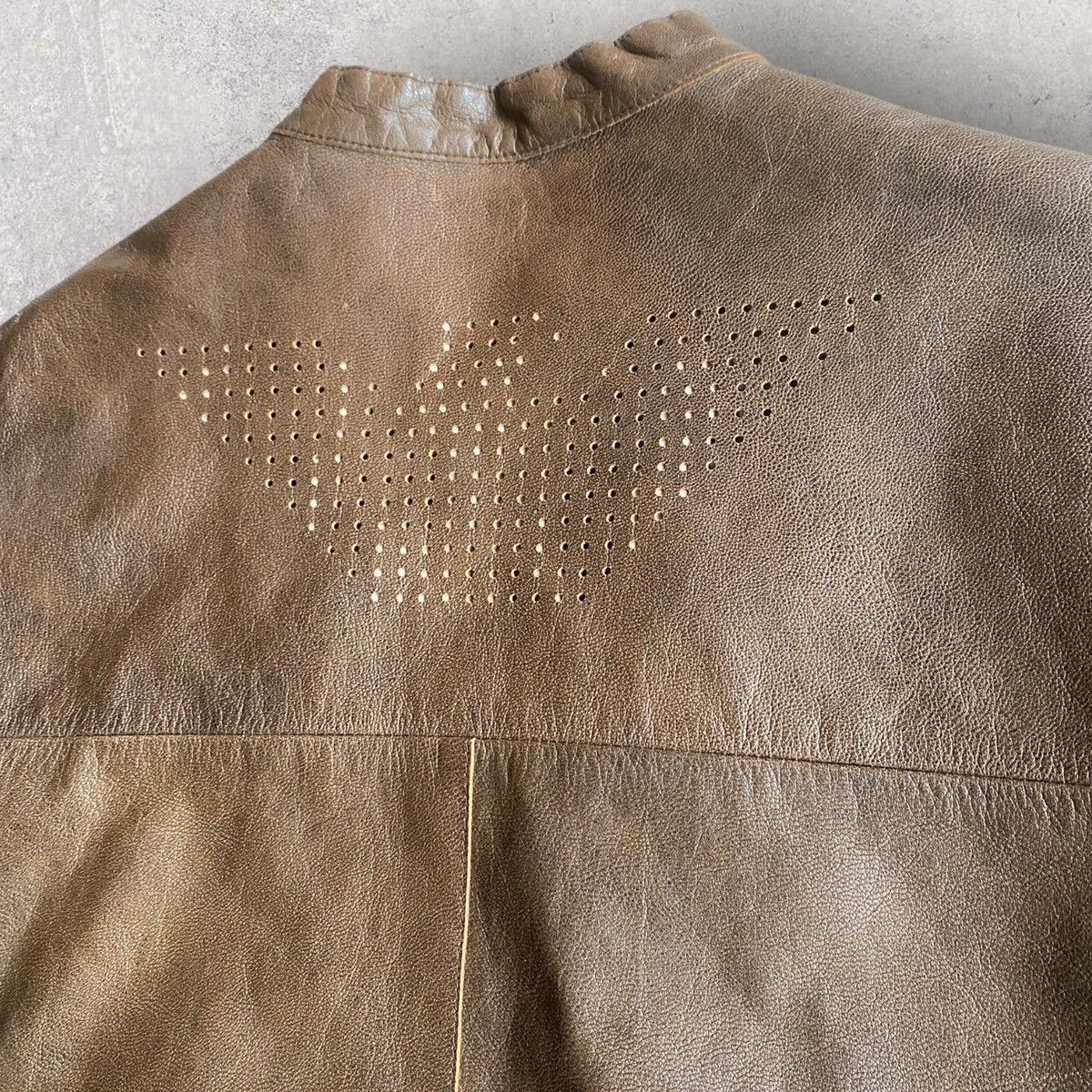 Emporio Armani Vintage 90’s Logo Perforated Leather Jacket Size US M / EU 48-50 / 2 - 1 Thumbnail