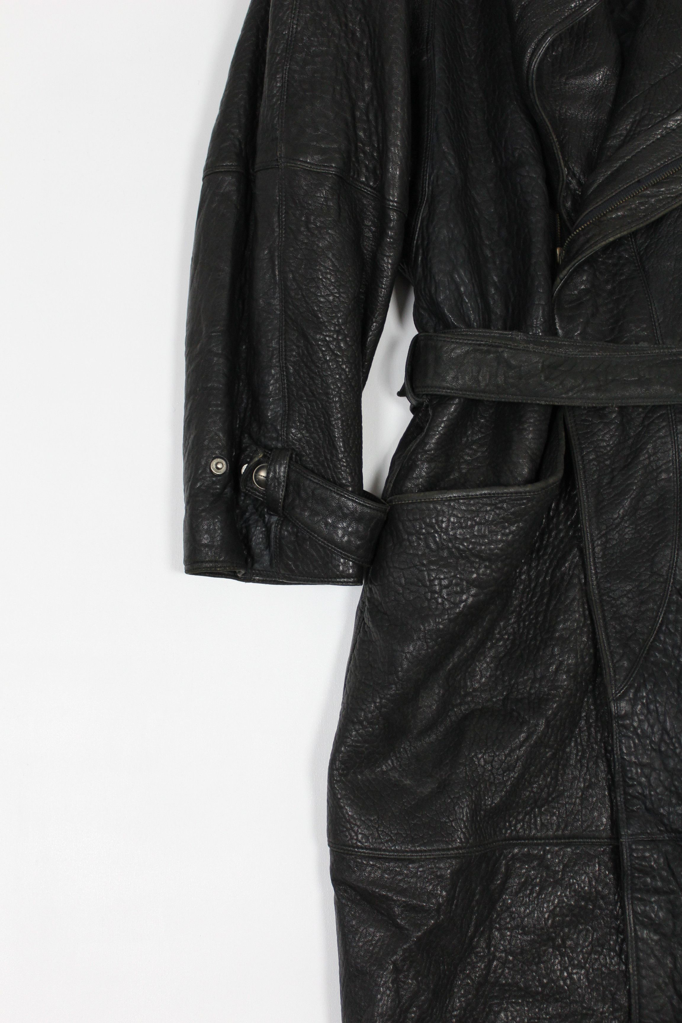 Marc Buchanan Vintage 80s Marc Buchanan Black Leather Belted Trench Coat Size US L / EU 52-54 / 3 - 3 Thumbnail