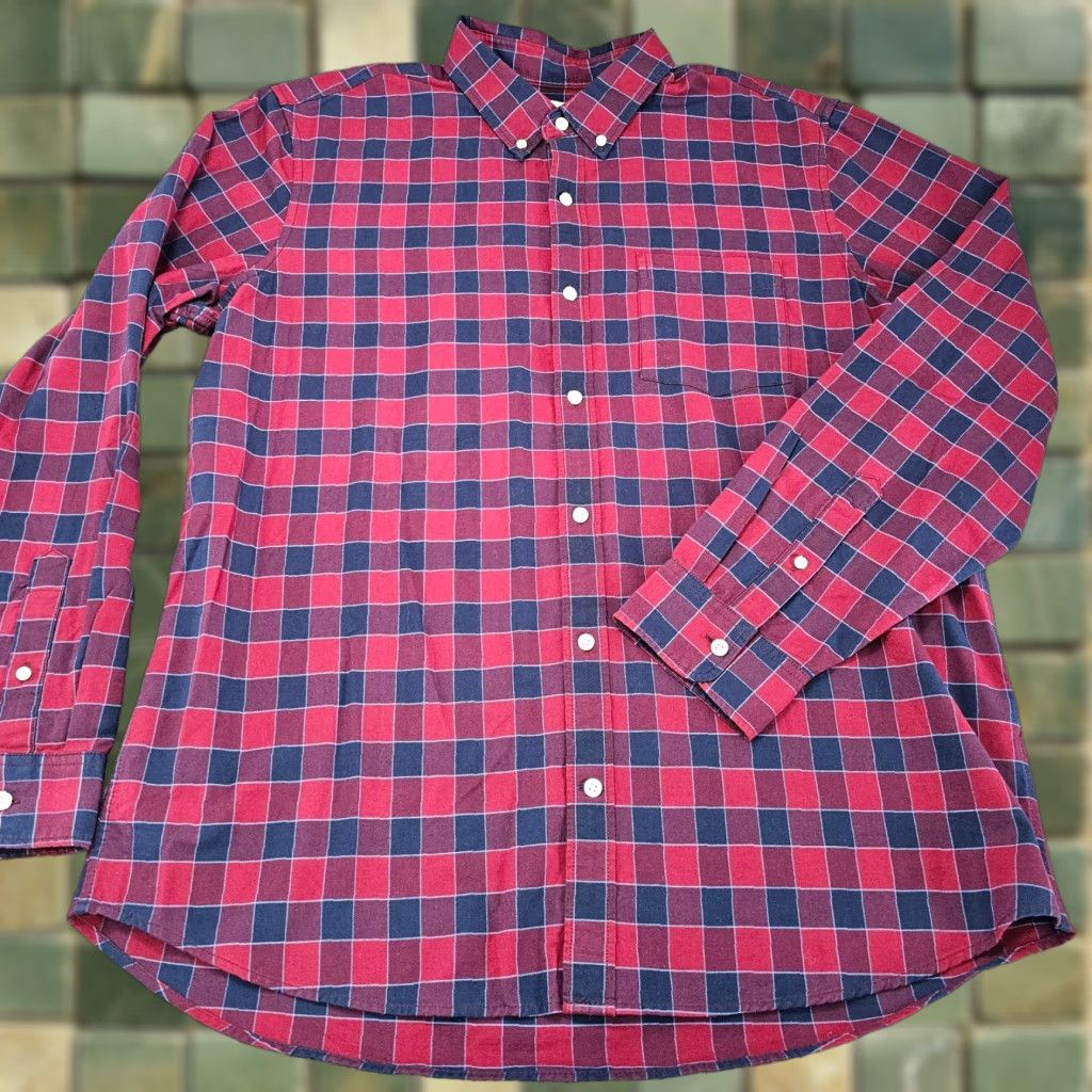 Gap GAP Shirt Mens XL Red Check Knit Button Up Long Sleeve Cotton Size US XL / EU 56 / 4 - 1 Thumbnail