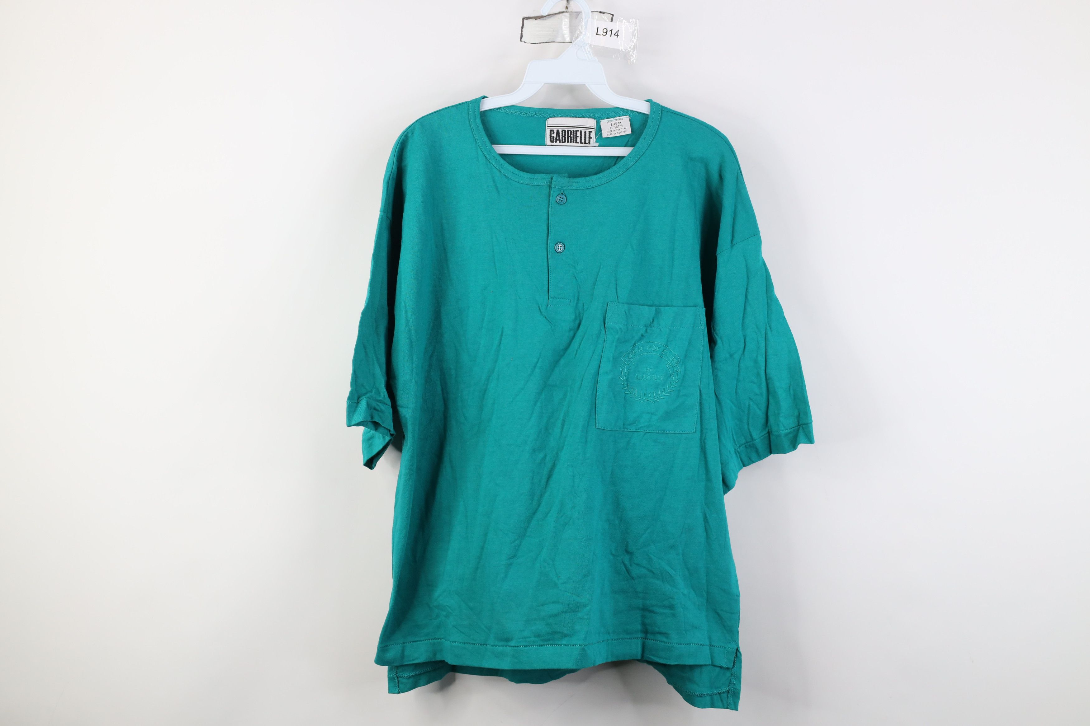 Vintage Vintage 90s Streetwear Club Baggy Fit Henley T-Shirt Teal Size M / US 6-8 / IT 42-44 - 1 Thumbnail
