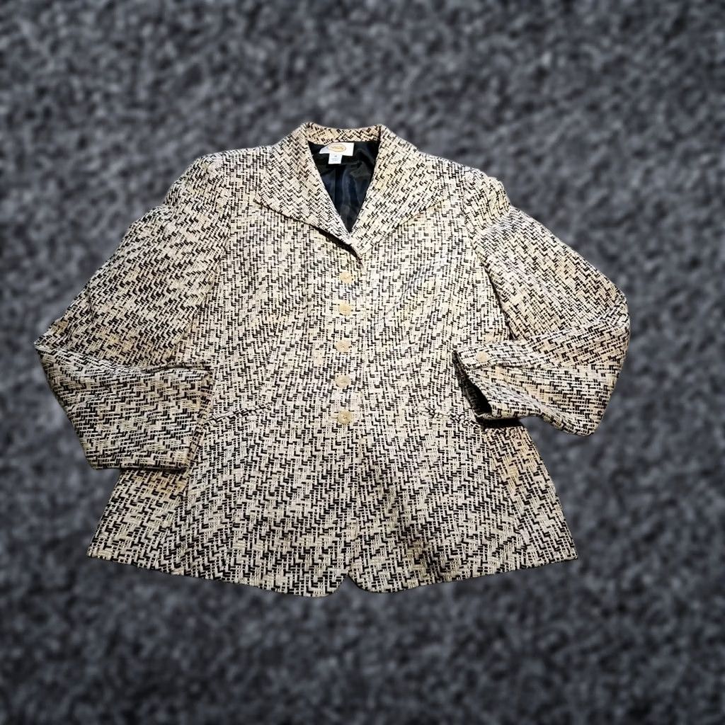 Talbots VINTAGE Talbots Womens Jacket Size 12 Beige Silk Blend Blazer Button Tan Top Blazer Jacket Size XL / US 12-14 / IT 48-50 - 1 Thumbnail