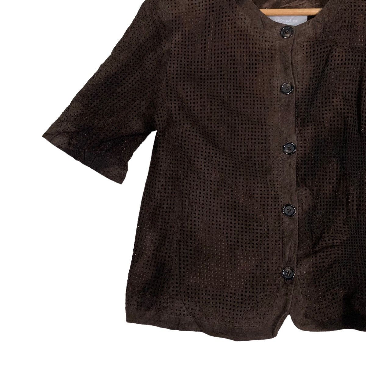 Vintage HOMEOSTYLE Suede Leather Mesh 3Q Sleeve Jacket #0367-C17 Size S / US 4 / IT 40 - 3 Thumbnail
