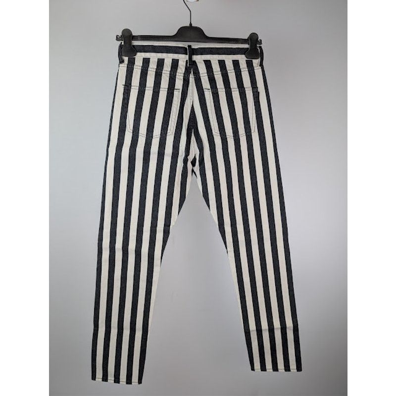 Saint Laurent Paris o1rshd1 Fold Bespoke Stripe Straight Denim Jeans Black/White Size US 30 / EU 46 - 17 Thumbnail