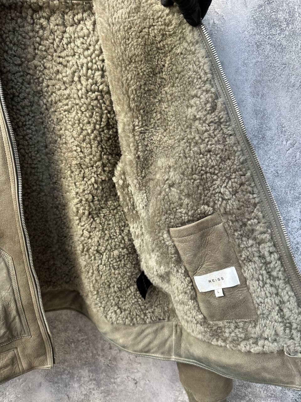 Reiss REISS Shearling Bomber Jacket Toni Grey Sheepskin Size US L / EU 52-54 / 3 - 12 Thumbnail