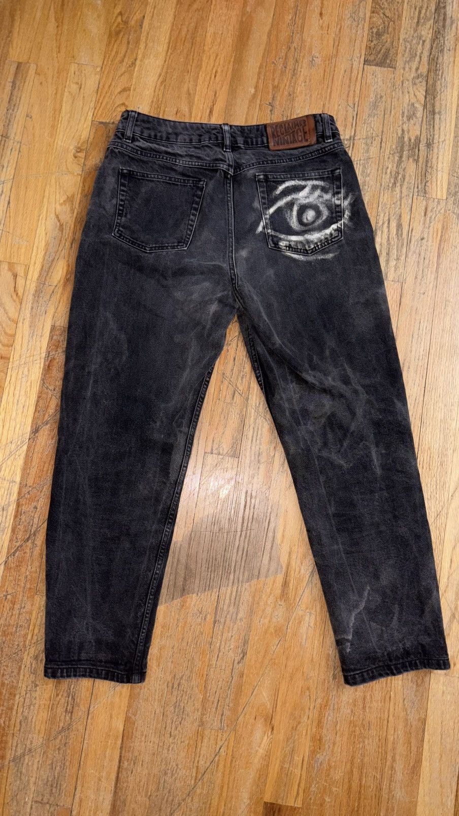 Beauty Beast × Vintage 🔥Vintage RECLAIMED black eye print jeans super unique design Size US 29 - 5 Thumbnail