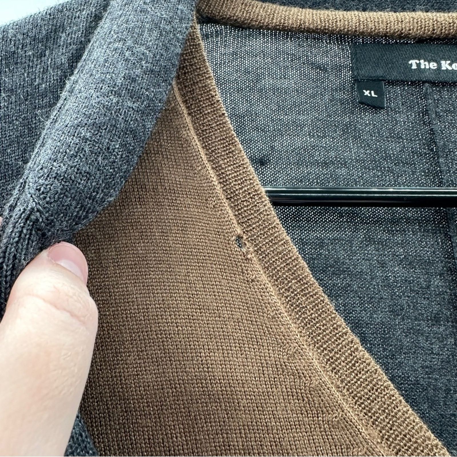 The Kooples The Kooples Wool Gray & Tan Long Sleeve Cardigan Sweater Size XL / US 12-14 / IT 48-50 - 9 Thumbnail