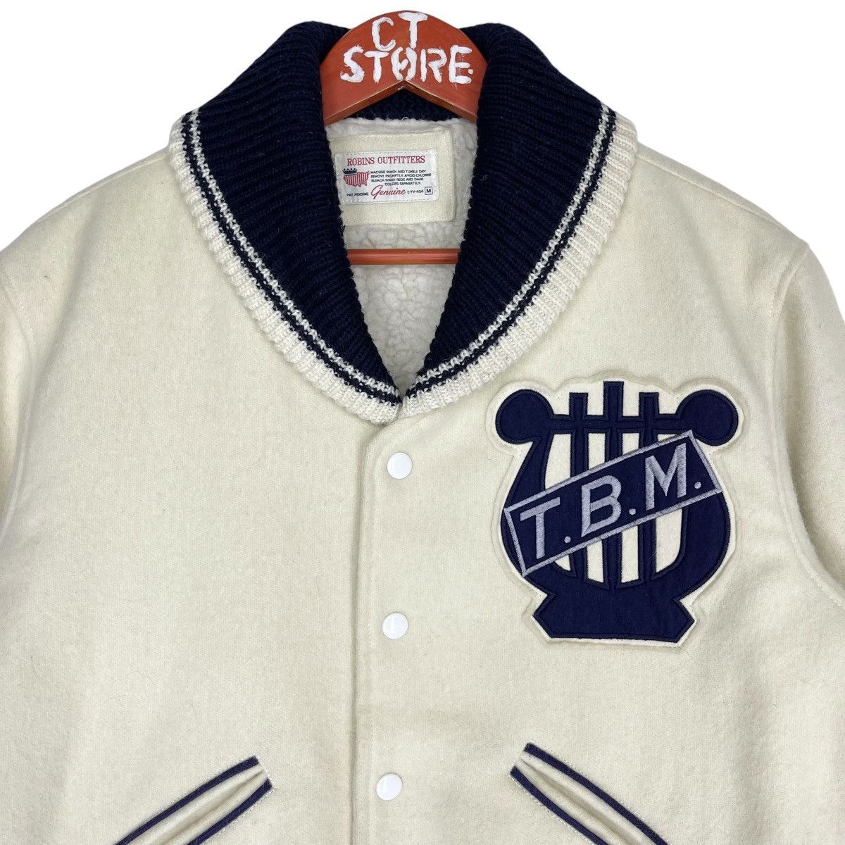 Vintage Vintage TBM Wool Varsity Jacket Cream Size US M / EU 48-50 / 2 - 4 Thumbnail