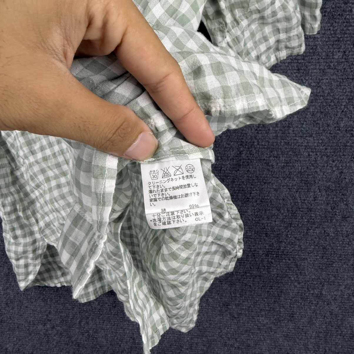 Issey Miyake Plantation (A-net) Gingham Seersucker Stand Collar Shirt Size US M / EU 48-50 / 2 - 7 Thumbnail