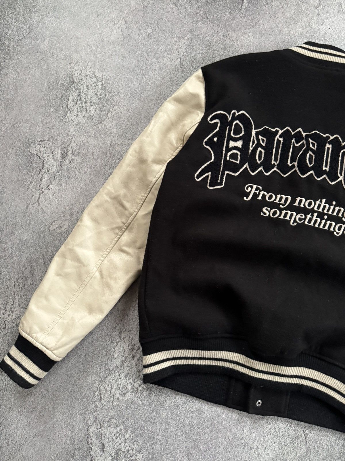 Paranoid Society M fire skull 💀 varsity bomber jacket y2k
