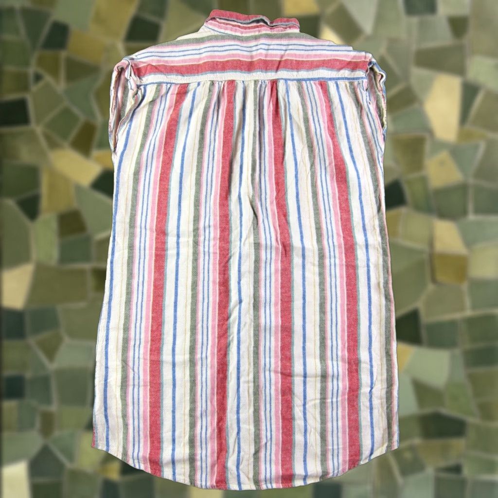 Old Navy Old Navy Stripe Shift Tunic Shirt Dress Large - Linen Rayon Ivory Pink Green Blue - 56? Size L / US 10 / IT 46 - 1 Thumbnail