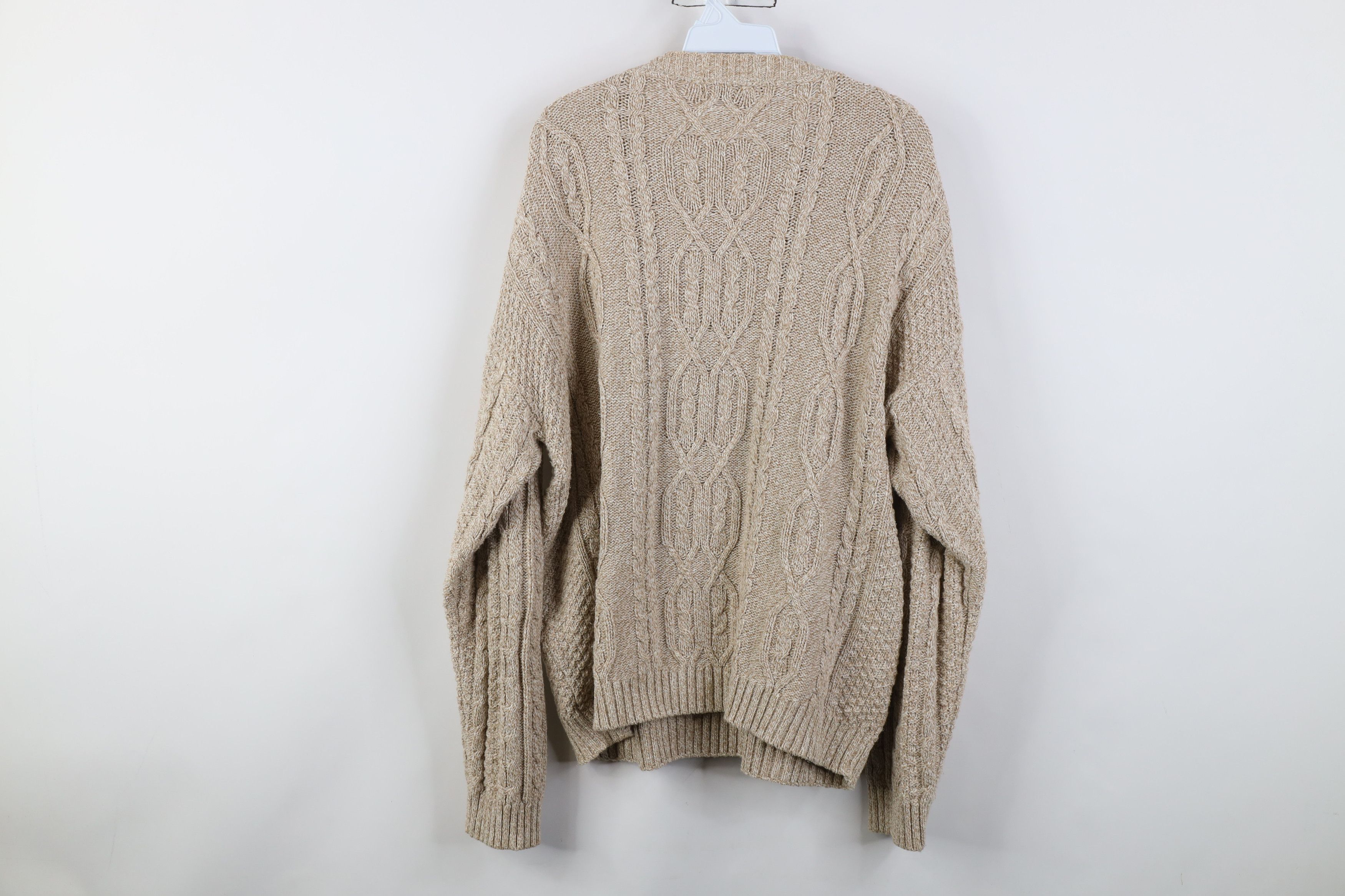 Vintage Vintage 90s Streetwear Cable Fisherman Sweater Oatmeal USA Size US L / EU 52-54 / 3 - 8 Thumbnail