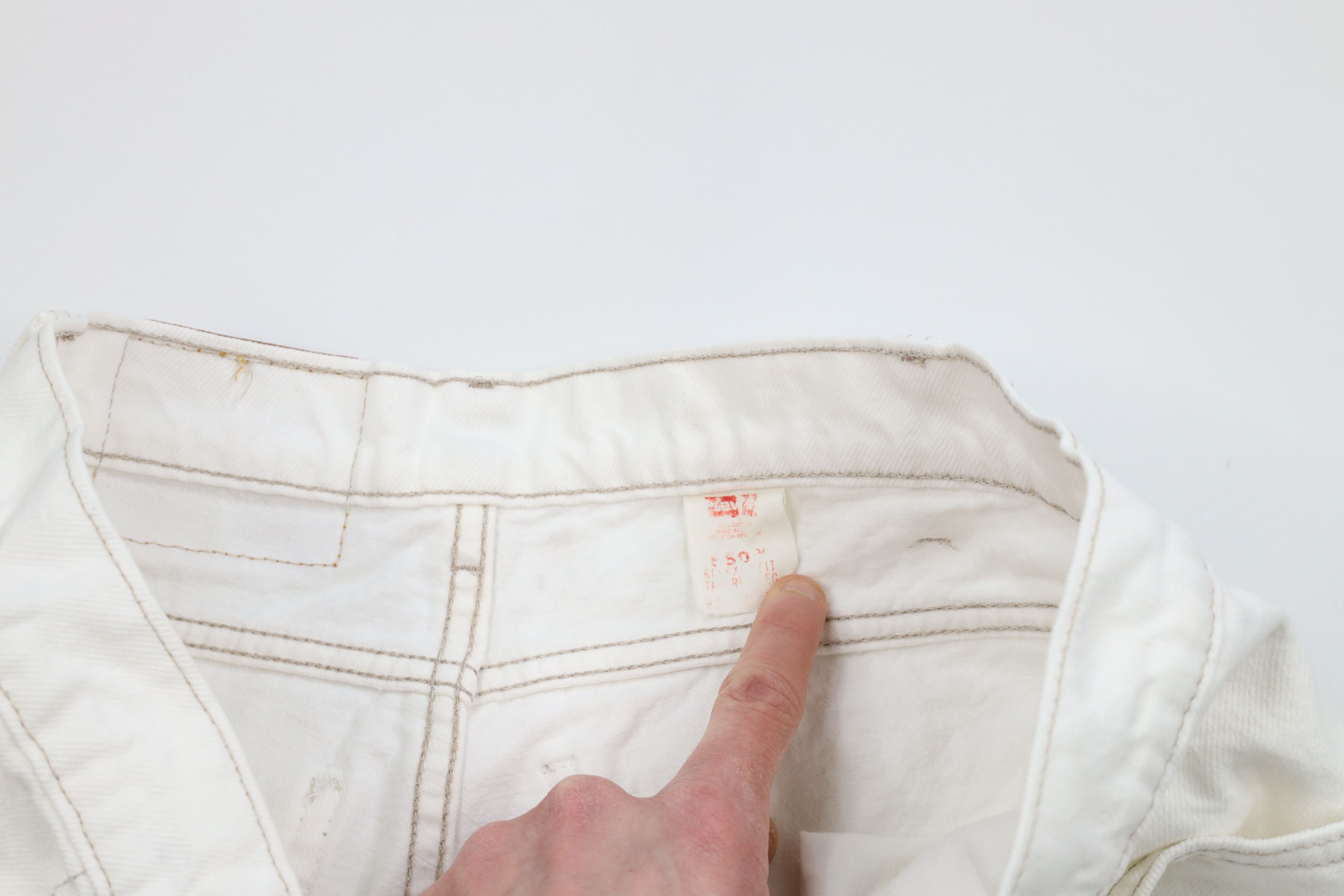 Levi's × Vintage Vintage 90s Levis 550 Orange Tab Fit Tapered Leg Jeans White Size 38 - 9 Thumbnail