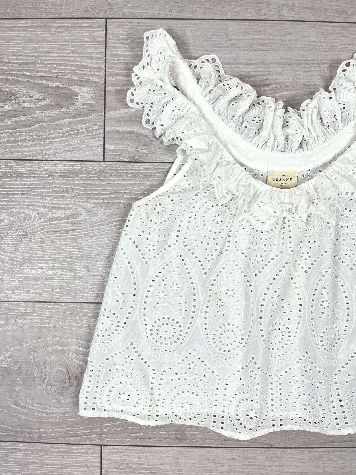 Sezane Sezane Rosa White Sleeveles Cotton Top Blouse Size M / US 6-8 / IT 42-44 - 2 Thumbnail