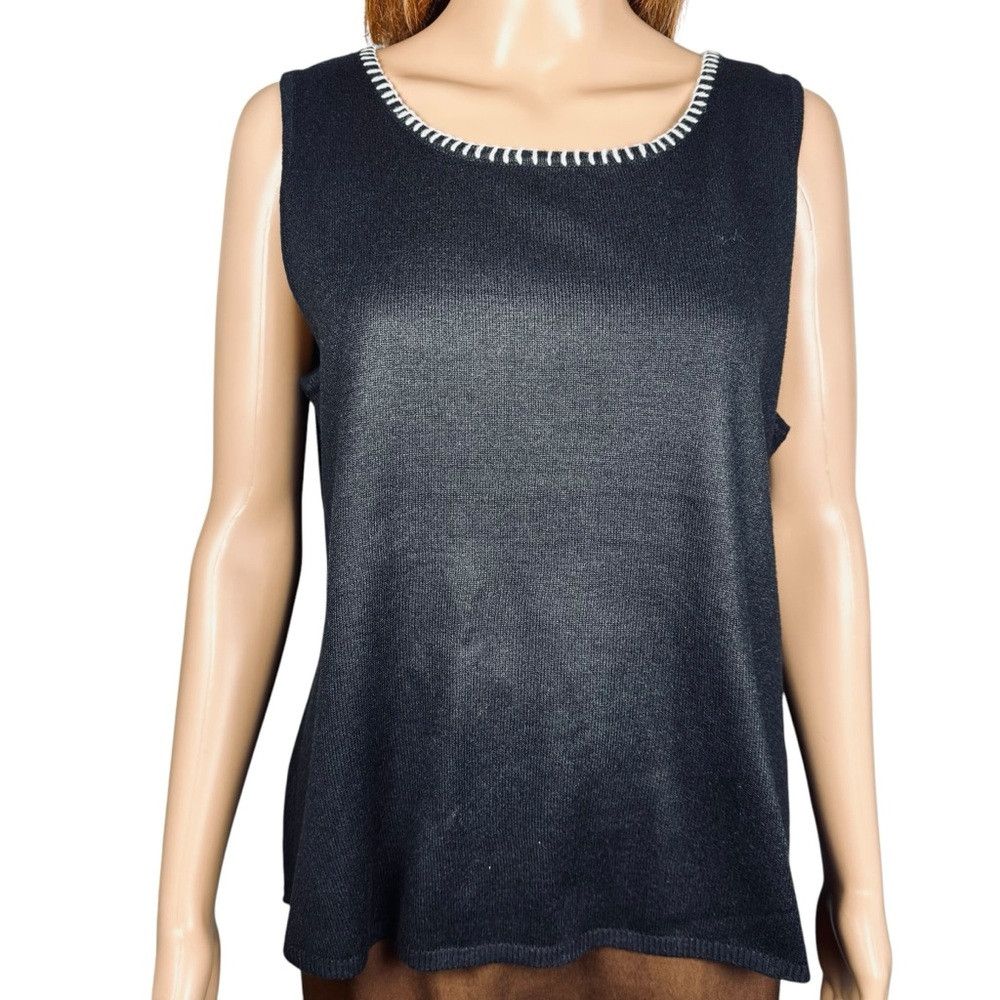 Vince Camuto NWT New Vince Camuto Whipstitch Sleeveless Black Sweater To Size L / US 10 / IT 46 - 9 Thumbnail
