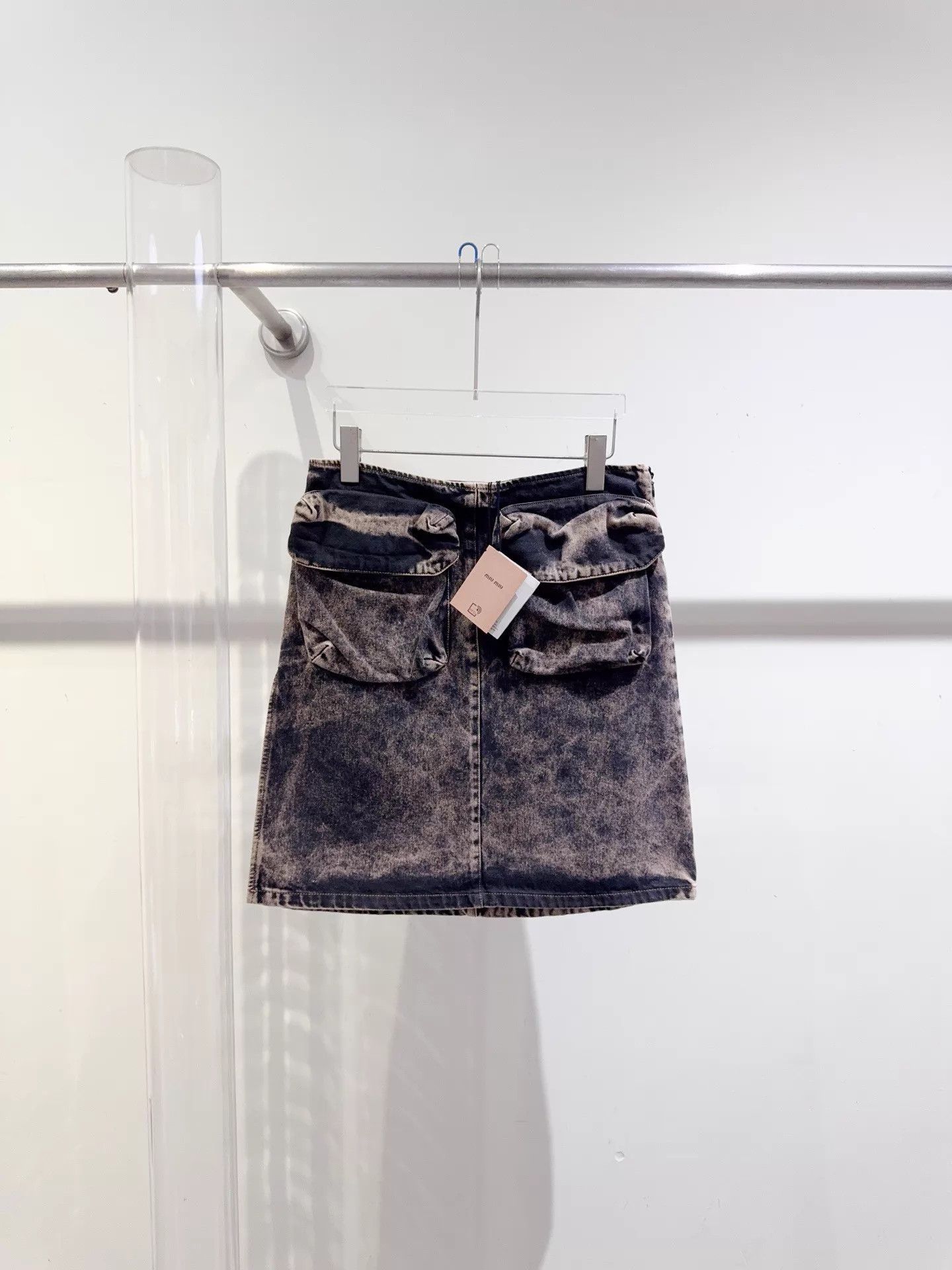 Miu Miu MIUMIU Distressed TieDye Black/Gray Denim Skirt36 Size 25" / US 0 / IT 36 - 1 Thumbnail