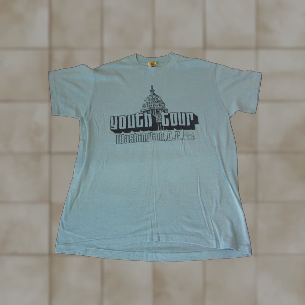 Velva Sheen VINTAGE Washington DC Shirt Mens L Blue 70s Velva Sheen T-Shirt Short Sleeve Crew Neck Cotton Jersey Made in USA Single Stitch 1A Size US L / EU 52-54 / 3 - 1 Thumbnail