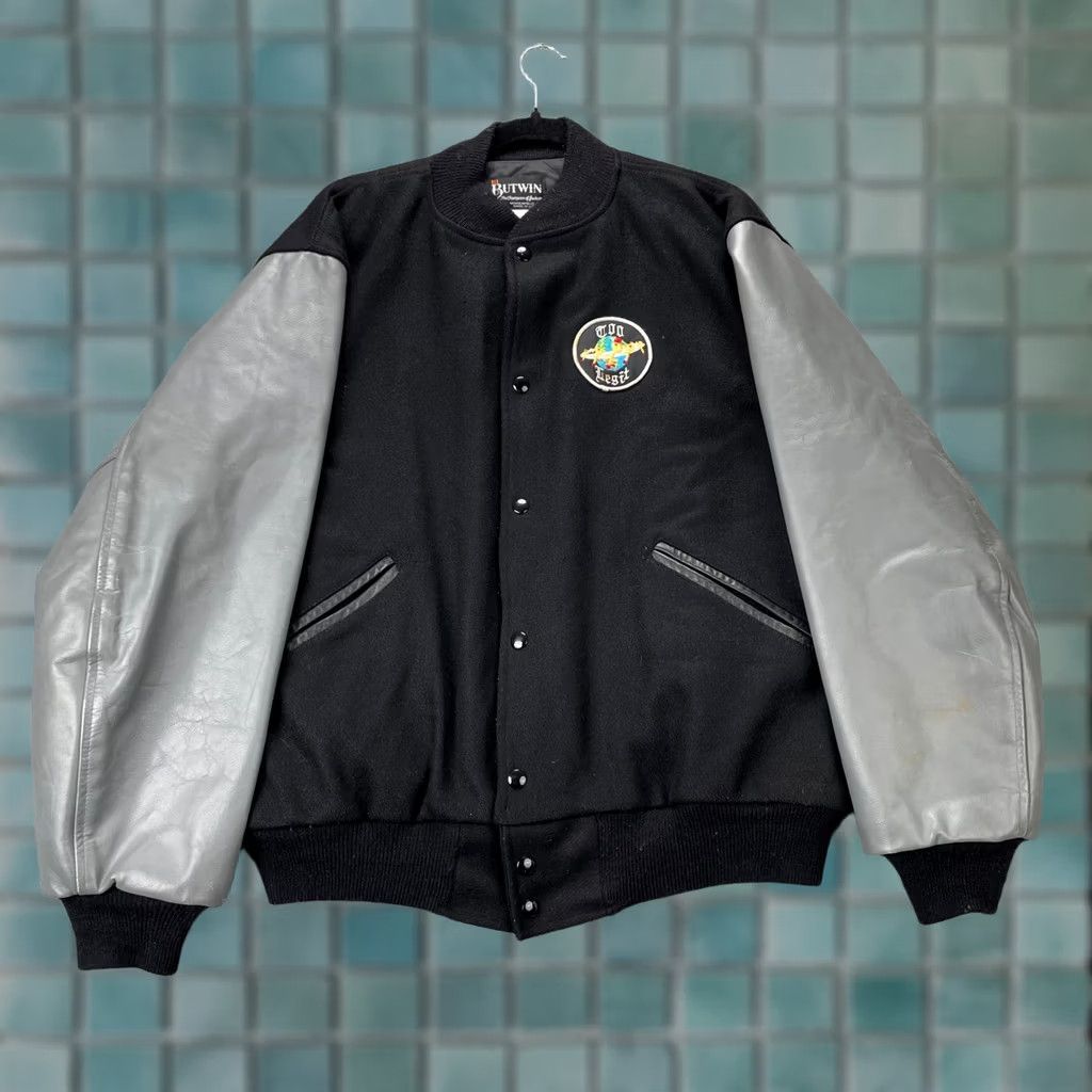 Vintage VTG MC Hammer Jacket Mens L Black Too Legit Varsity Bomber Coat Crew Music Jacket Size US L / EU 52-54 / 3 - 1 Thumbnail