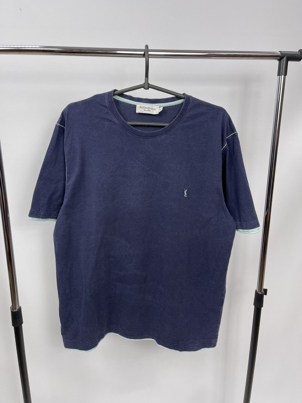 Yves Saint Lauren T-Shirt Size XL Blue Vintage 90s
