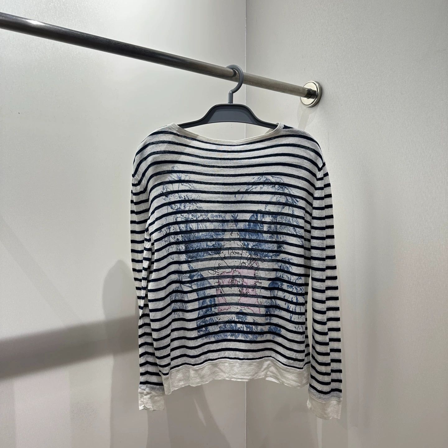 Dior Map Stripe Linen-Cashmere Blend Longsleeve 36 feb295