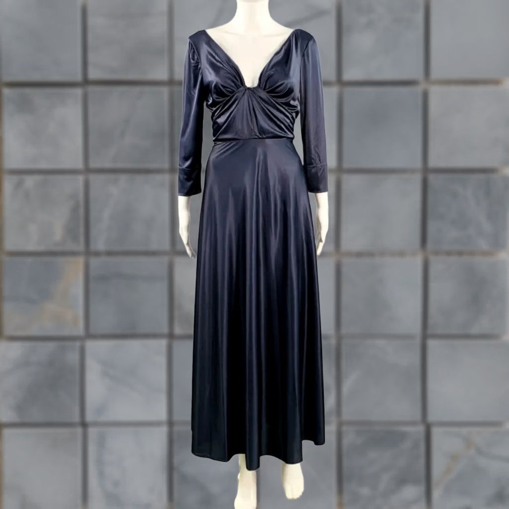 Rachel Comey RACHEL COMEY Navy Satin V-Neck Evening Gown Size 6 Women Size M / US 6-8 / IT 42-44 - 1 Thumbnail