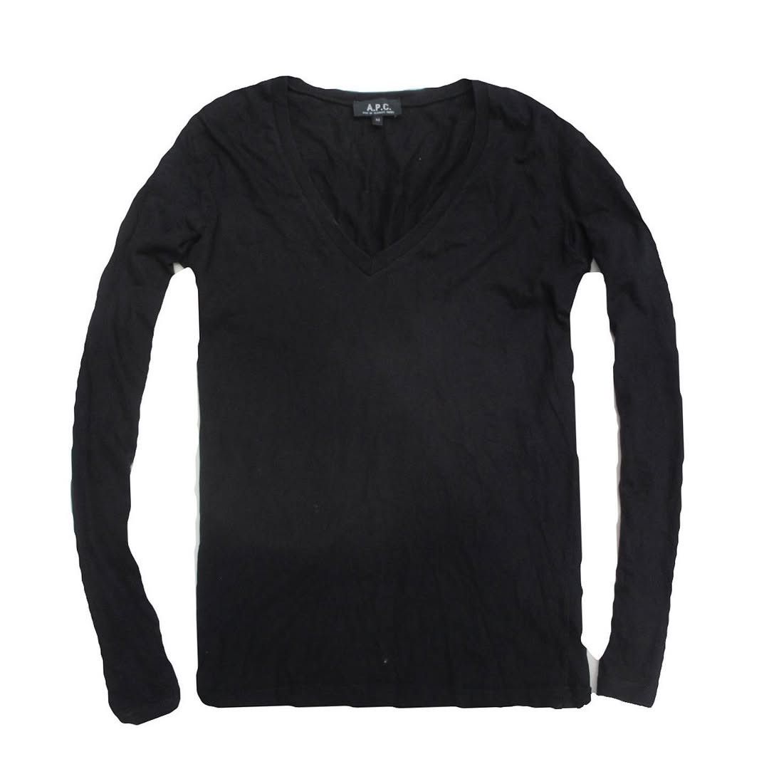 A.P.C. A.P.C apc made In France Crewneck Vneck on basic off black Size US M / EU 48-50 / 2 - 1 Thumbnail