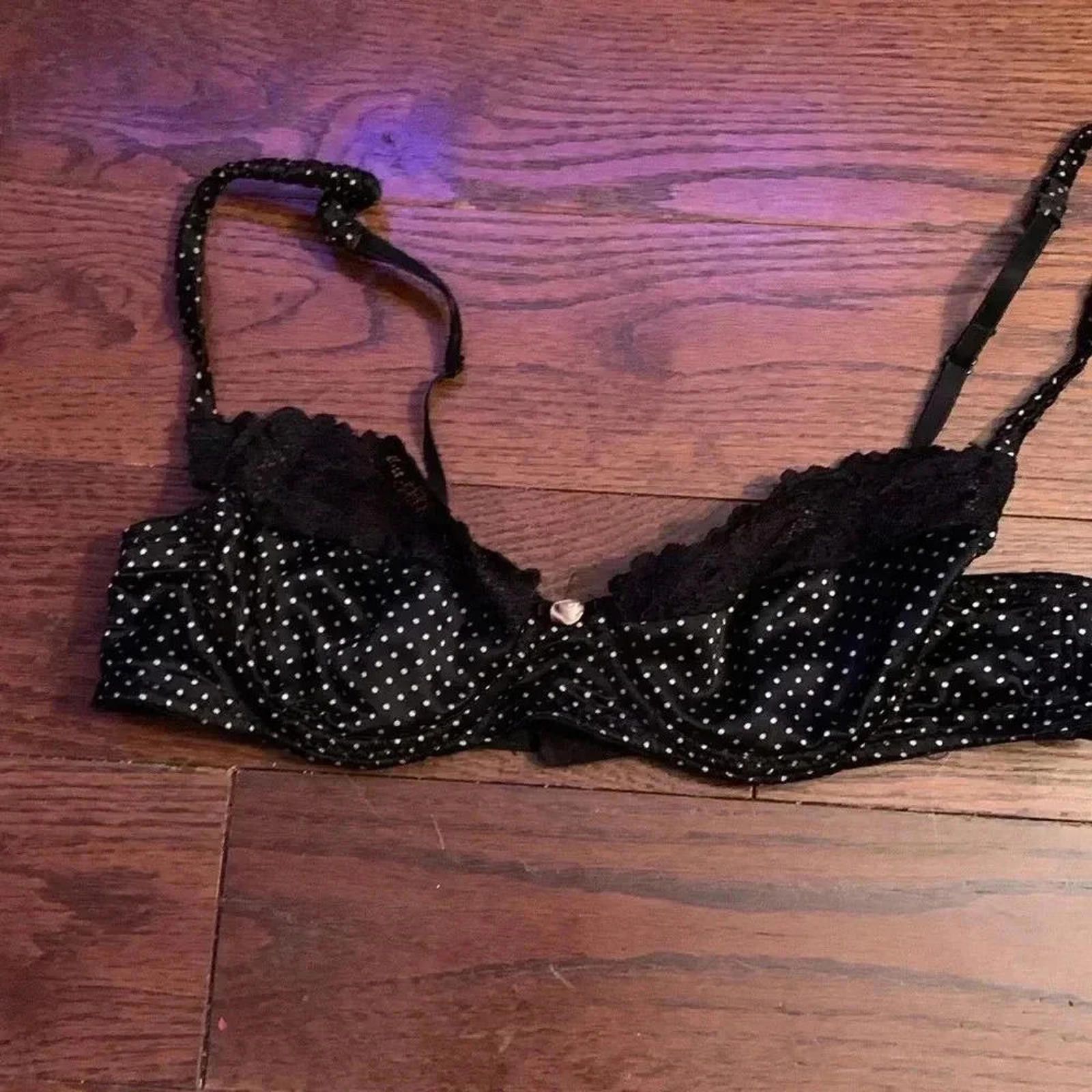Designer Black and white polkadot bra Size ONE SIZE - 3 Thumbnail