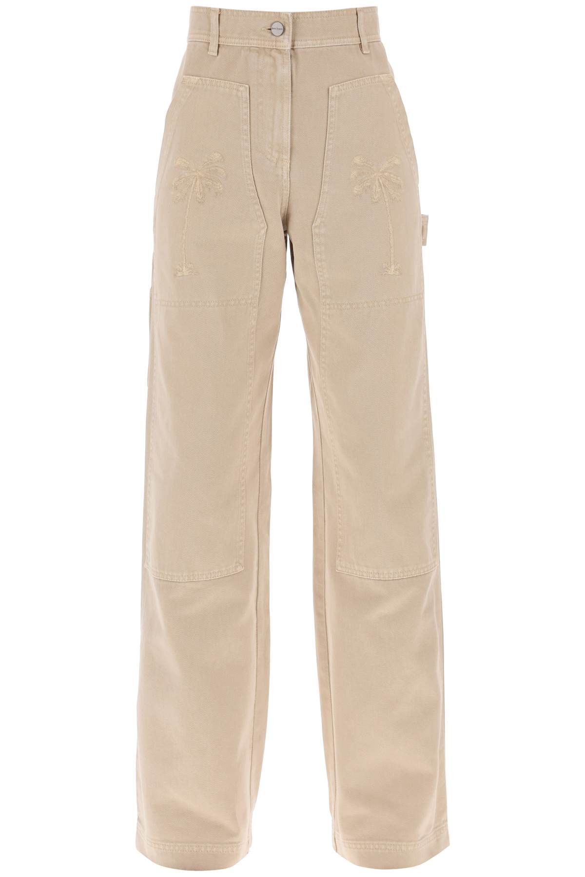 Palm Angels PALM ANGELS 'Gd Bull' Cargo Pants With Embroidered Palm Trees Size 27" / US 4 / IT 40 - 1 Thumbnail