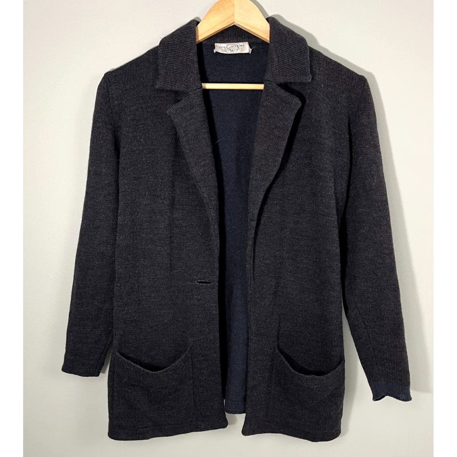 Vintage VINTAGE St John Sportswear Blazer Jacket Womens S Gray Wool 1-Button Academia Luxe Prep Size S / US 4 / IT 40 - 2 Thumbnail