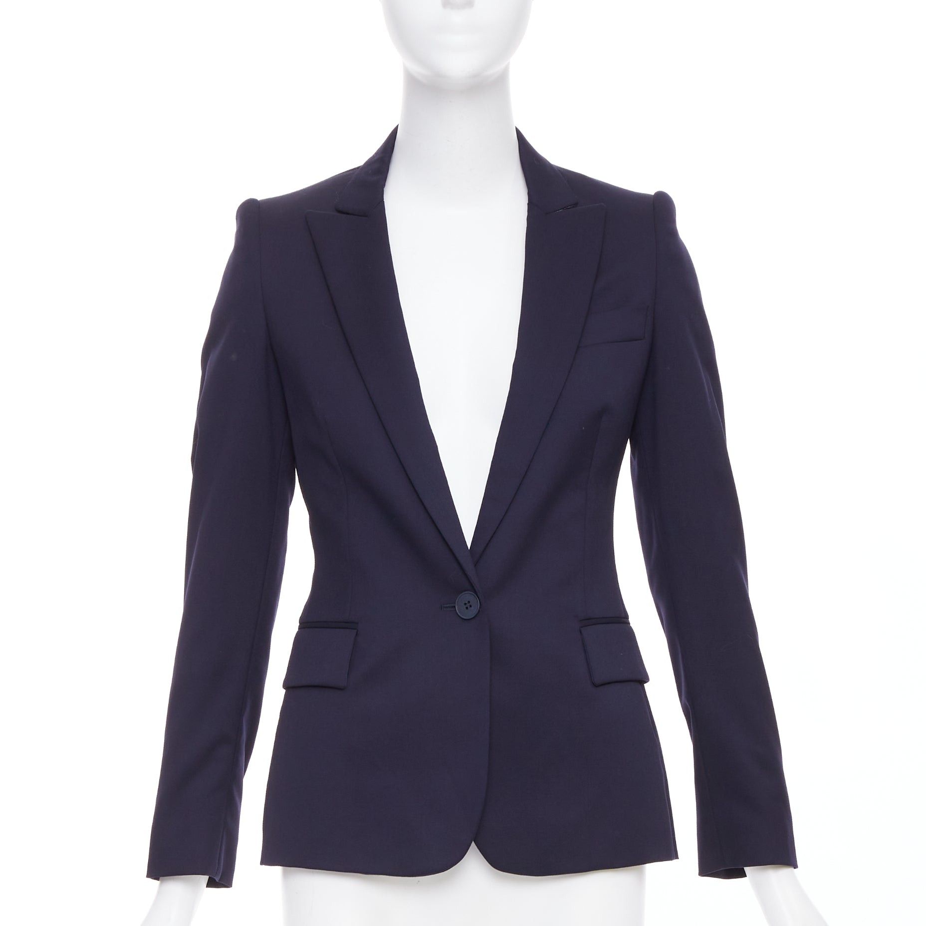 Stella McCartney STELLA MCCARTNEY navy wool flap pocket single breasted blazer IT34 XXS Size XXS / US 00 / IT 34 - 1 Thumbnail