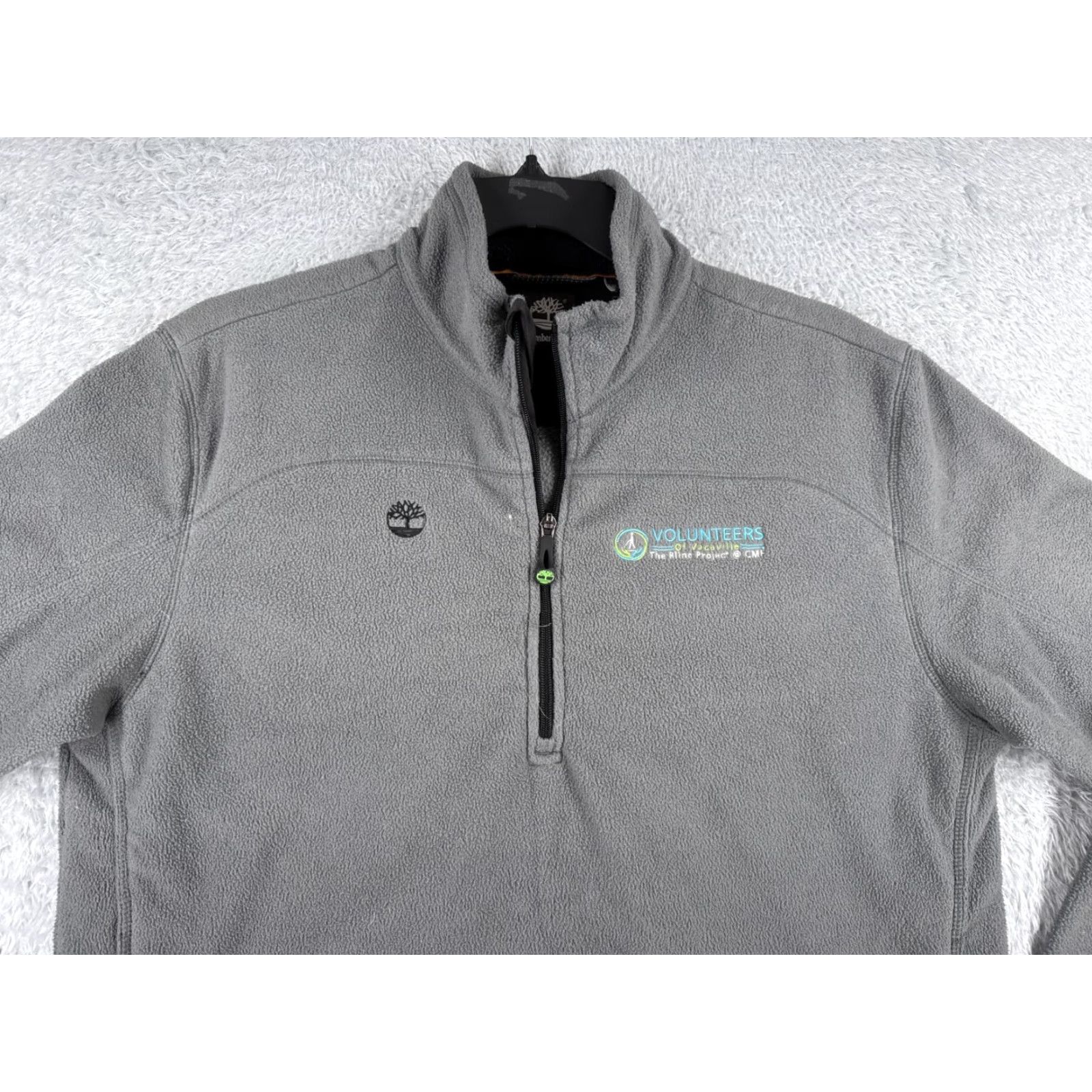 Timberland Timberland Mens Sweater Large Gray 1/4 Zip Polyester Fleece Mock Neck Embroidered Logo Size US L / EU 52-54 / 3 - 4 Thumbnail