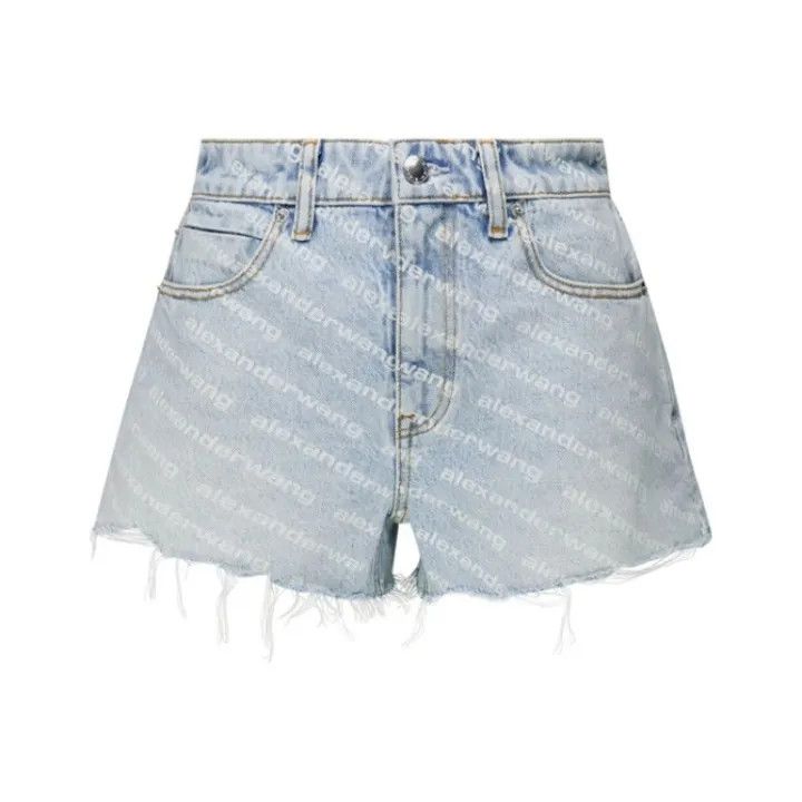 Alexander Wang Alexander Wang Logo Print Denim Shorts for Women 0079 Size 25" / US 0 / IT 36 - 1 Thumbnail
