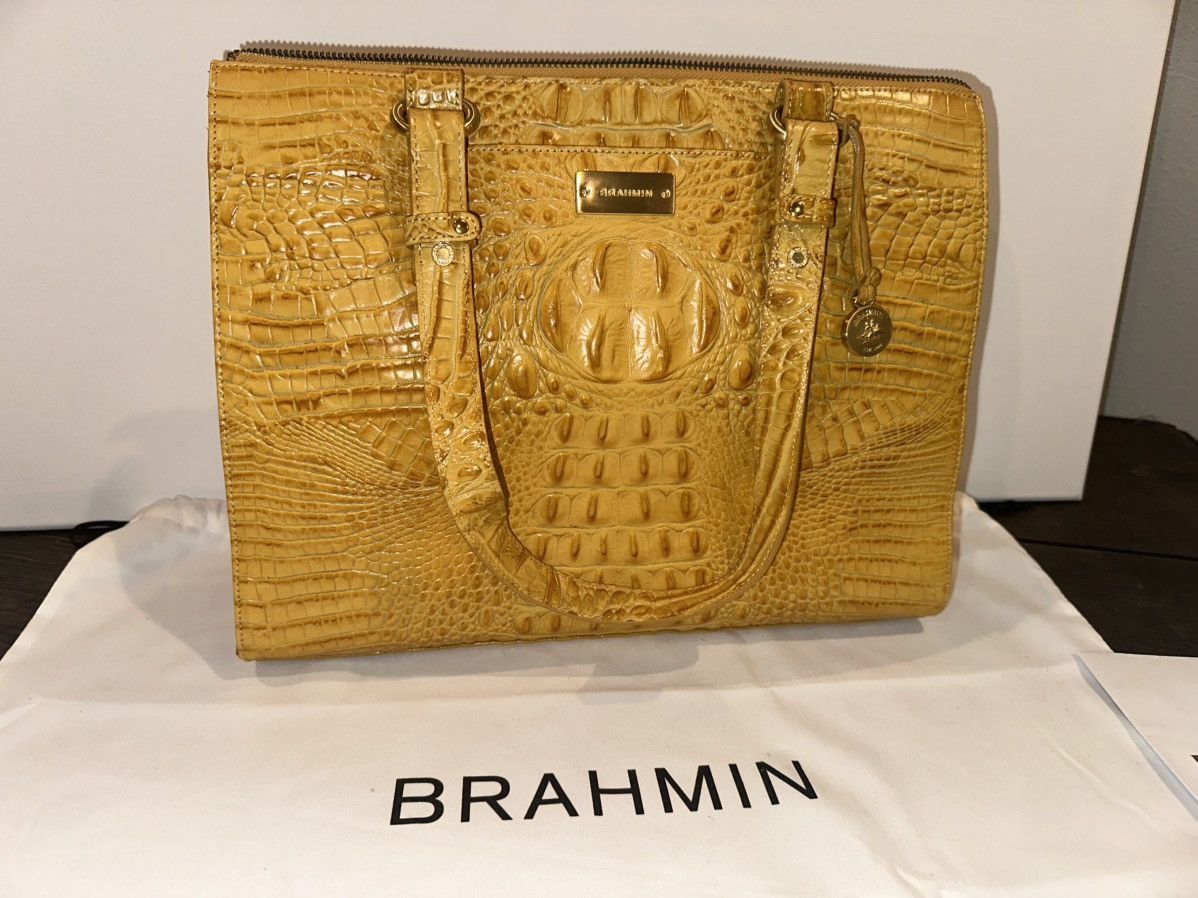 BRAHMIN Brahmin Anywhere Tote – Mustard Leather Tote NWT $325 MSRP Size ONE SIZE - 2 Thumbnail