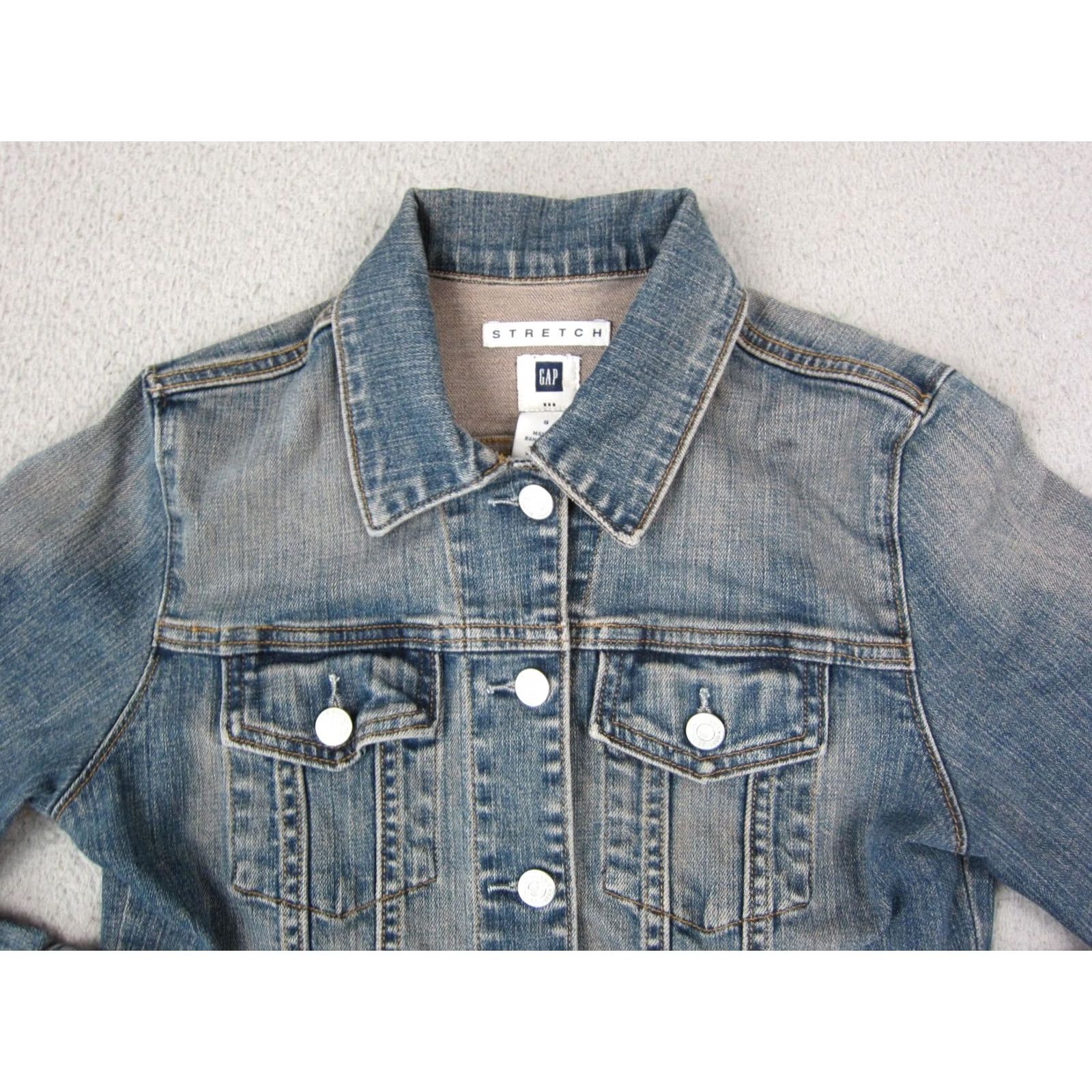 Gap Vintage GAP Denim Jacket - Size S, Blue, Cotton - Button Up 90s Stretch Size 28" / US 6 / IT 42 - 2 Thumbnail