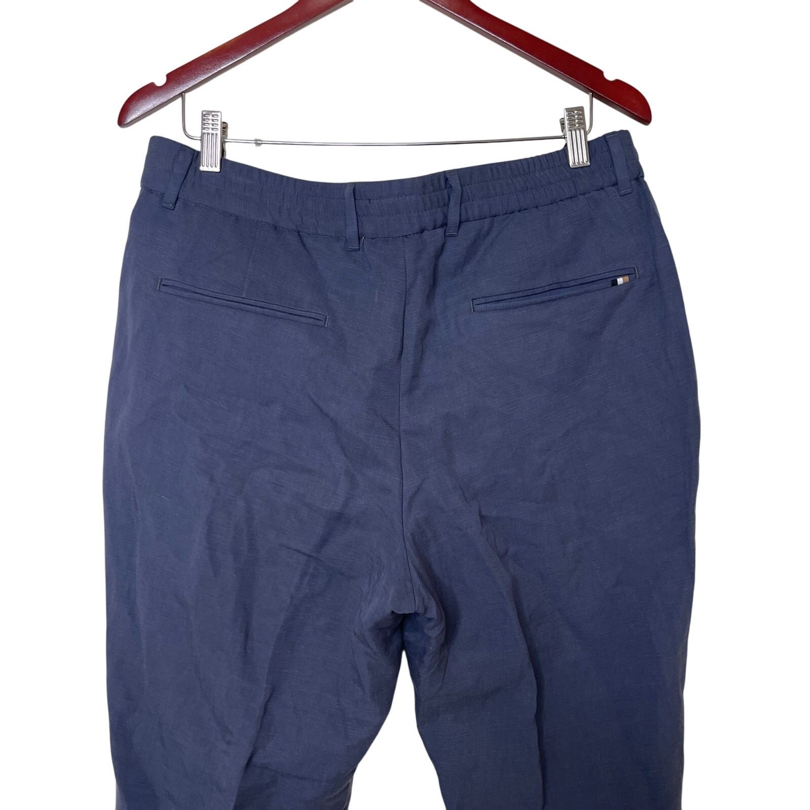 Hugo Boss Boss Blue Perin linen blend Tapered Drawstring pants 34x30 Size US 34 / EU 50 - 9 Thumbnail
