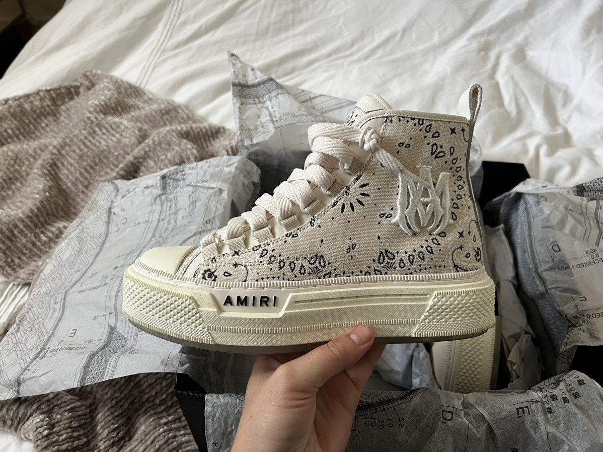 image of Amiri Beige Court Hi Sneakers, Women's (Size 7)