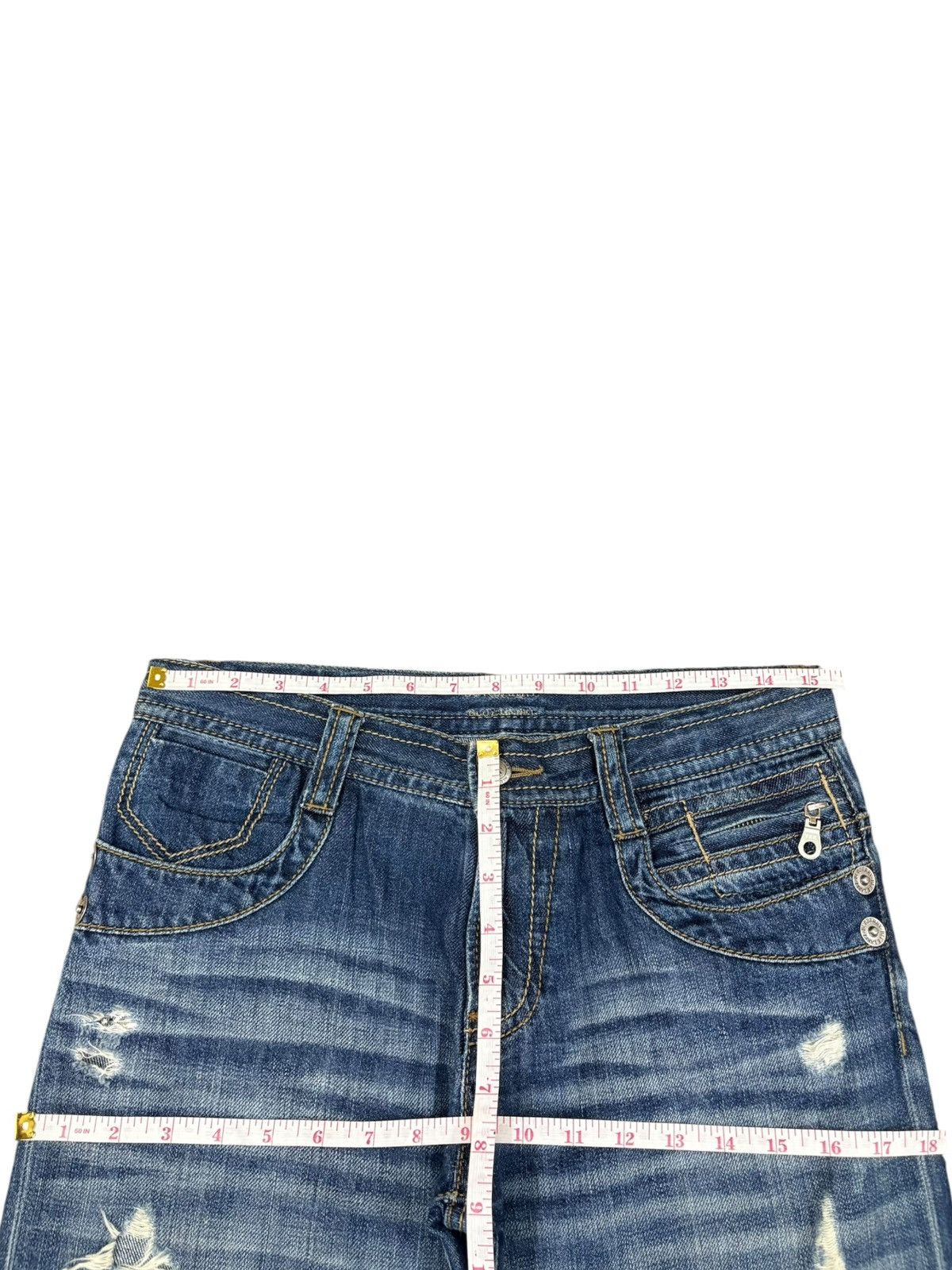 Burberry Vintage Burberry Blue Label Buckle Back Distressed Jeans Size 31" - 10 Thumbnail