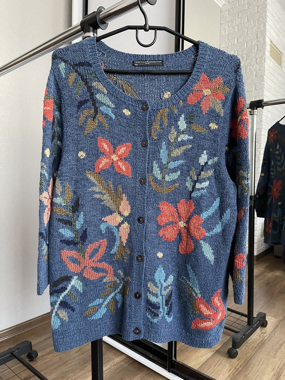 Vintage Peruvian Connection Peru Knit Cardigan Sweater Size L / US 10 / IT 46 - 1 Thumbnail