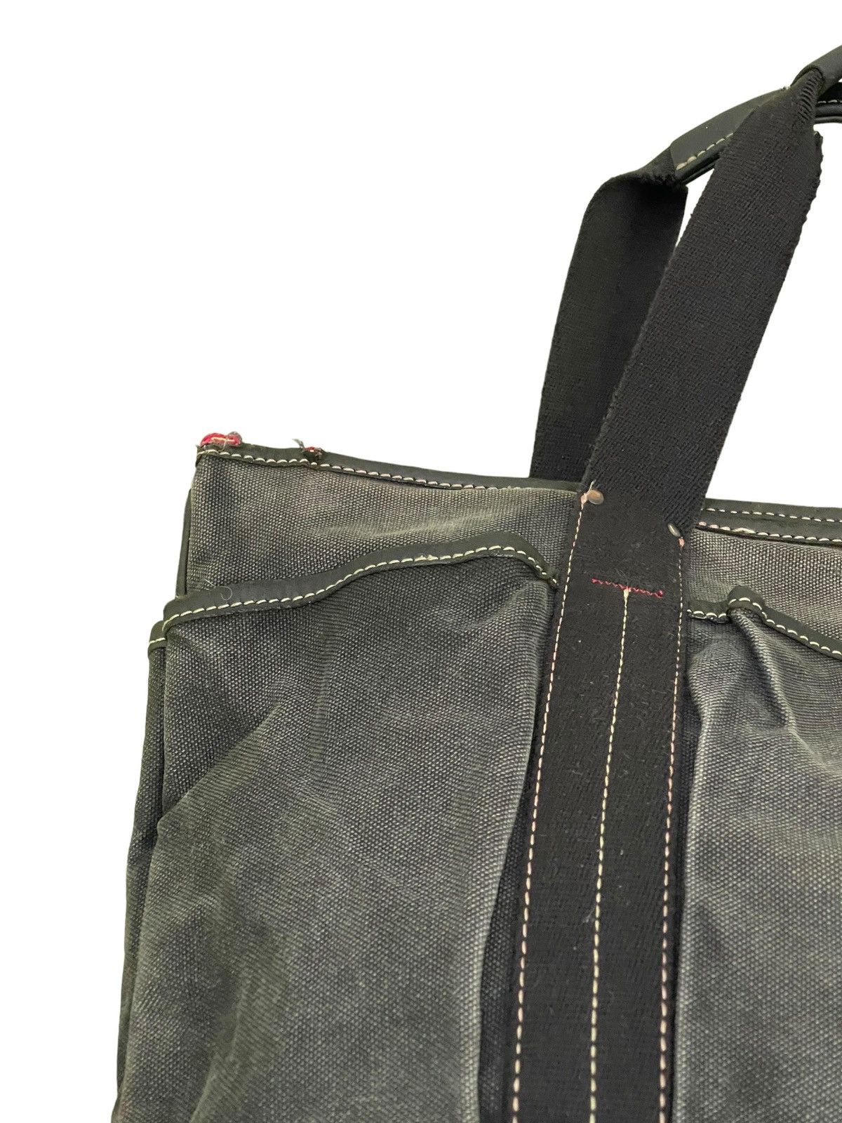 Issey Miyake Issey Miyake Tote Bag Distress Leather Cotton Canvas 3🟩 Size ONE SIZE - 17 Thumbnail