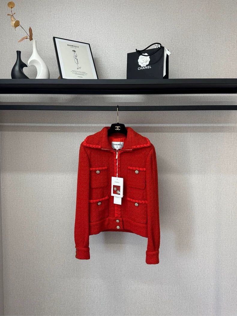 Chanel Chanel Red Tweed Four Pocket Jacket- DMC Size US S / EU 44-46 / 1 - 1 Thumbnail
