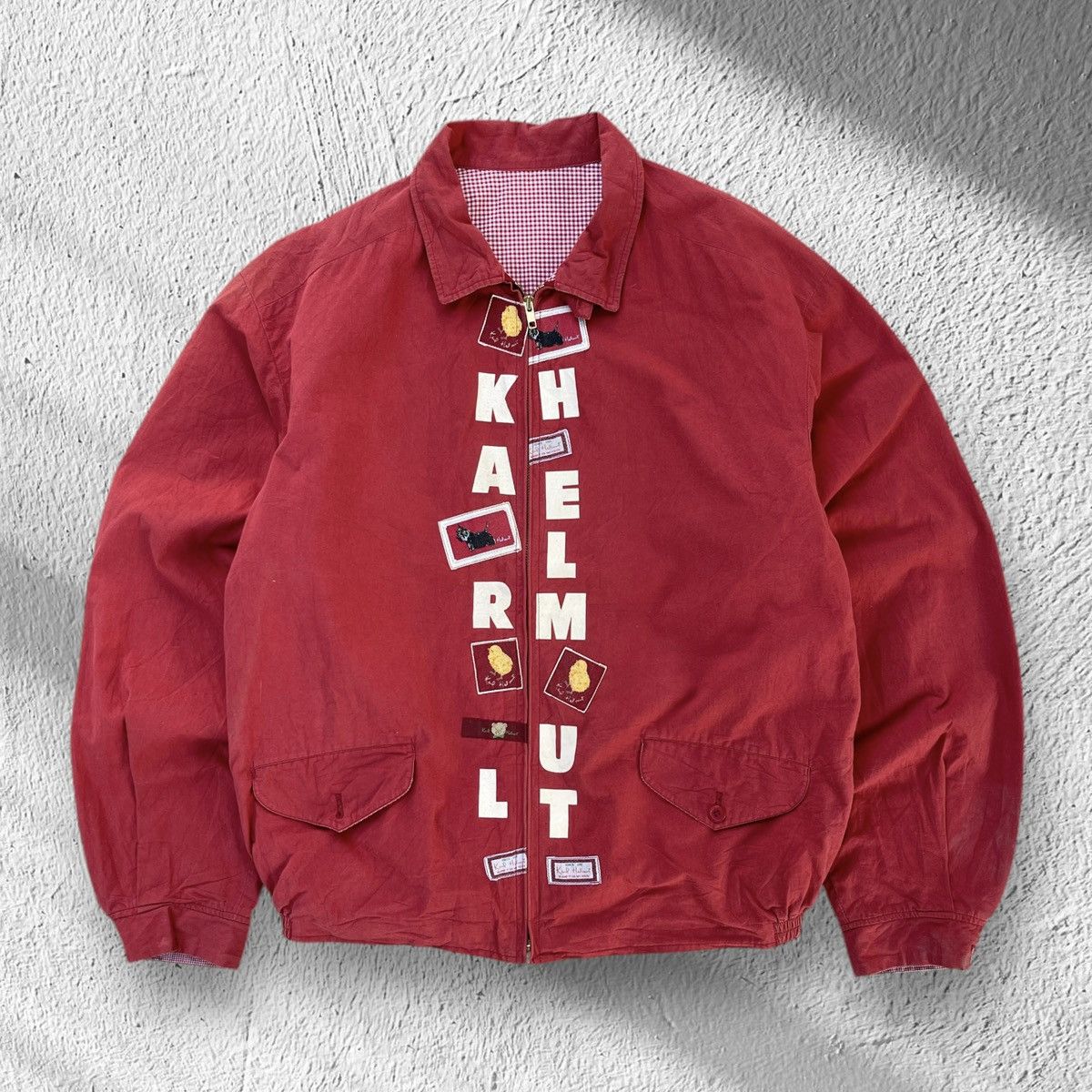 Japanese Brand × Karl Helmut 🔥Vintage 90s Karl Helmut Japan Patches Bomber Jacket Size US L / EU 52-54 / 3 - 1 Thumbnail