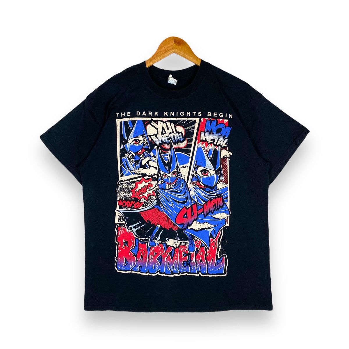 image of Band Tees x Rock Band Babymetal The Dark Knights Begin Tour Band Tee in Black, Men's (Size Large)