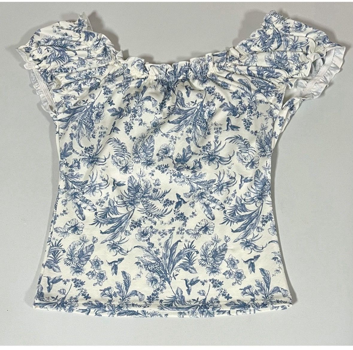 Free Planet White Blue Victorian Floral Shirt Top Blouse Size S 🤍🩵 #top Size S / US 4 / IT 40 - 3 Thumbnail