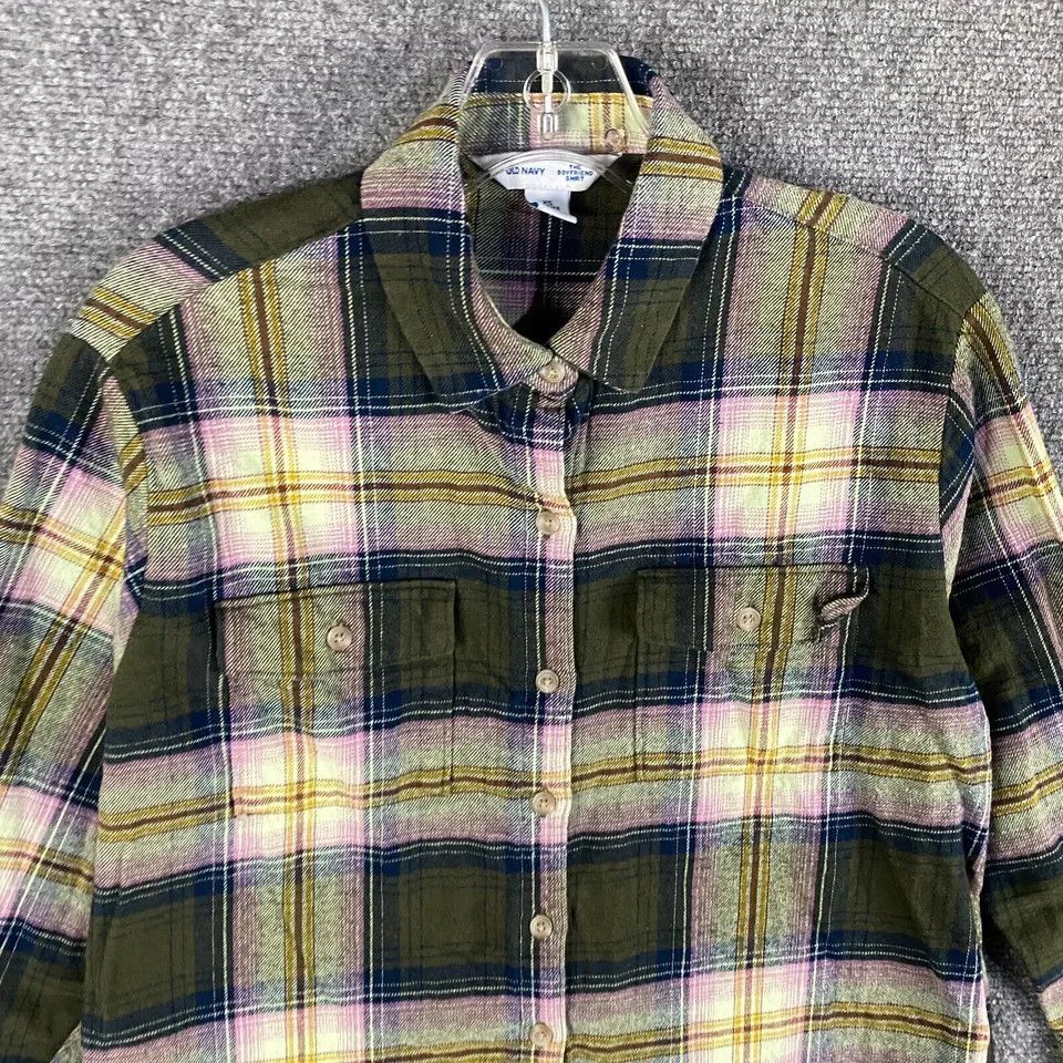 Old Navy Old Navy Flannel Top Women's XS Petite Boyfriend Shirt Plaid Size XS / US 0-2 / IT 36-38 - 2 Thumbnail