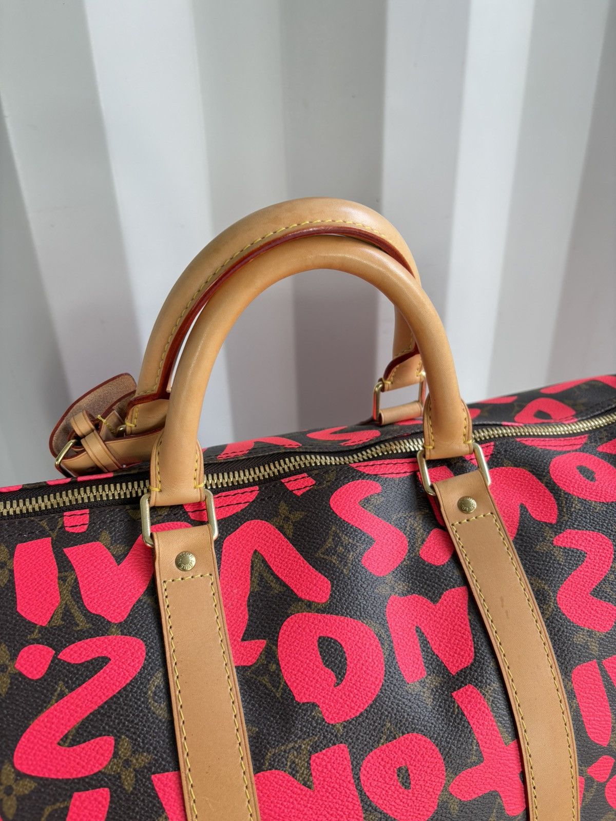Louis Vuitton Keepall 50 Monogram Graffiti Bag Fuschia Size ONE SIZE - 7 Thumbnail