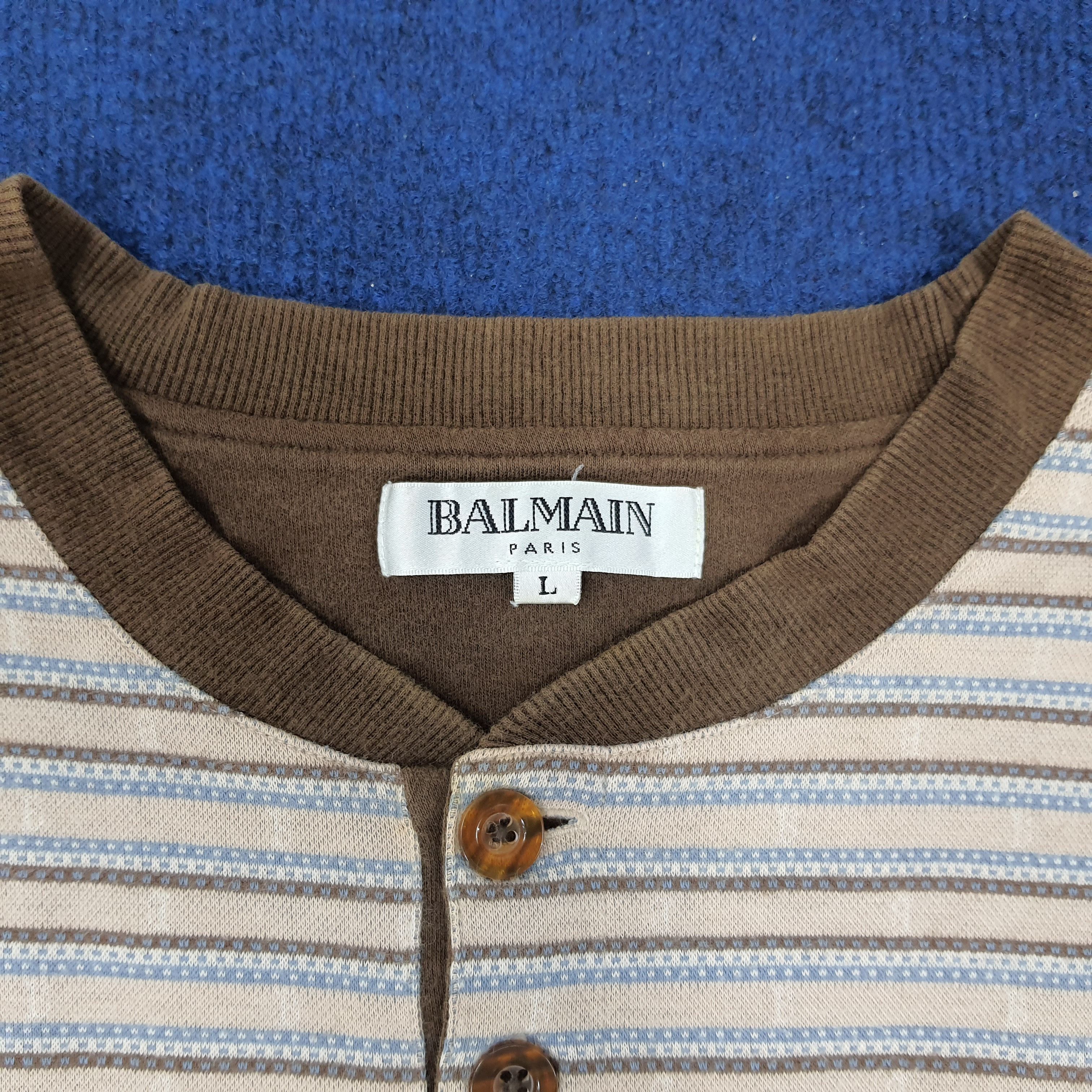 Balmain × Vintage Vintage Balmain Paris Striped Button Sweatshirt Size US M / EU 48-50 / 2 - 4 Thumbnail