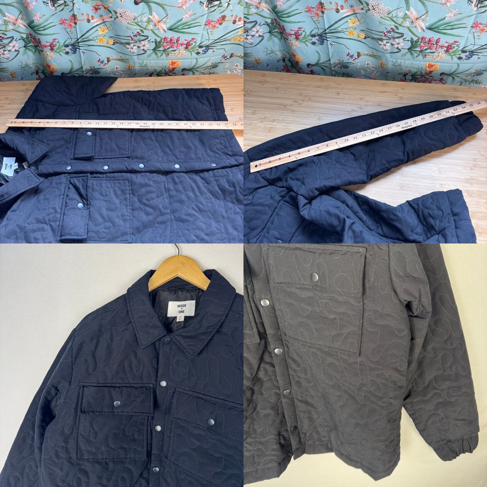 Vintage Mode of One Mens Swirl Quilted Snap Front Shirt Jacket Deep Black M Size US M / EU 48-50 / 2 - 8 Thumbnail