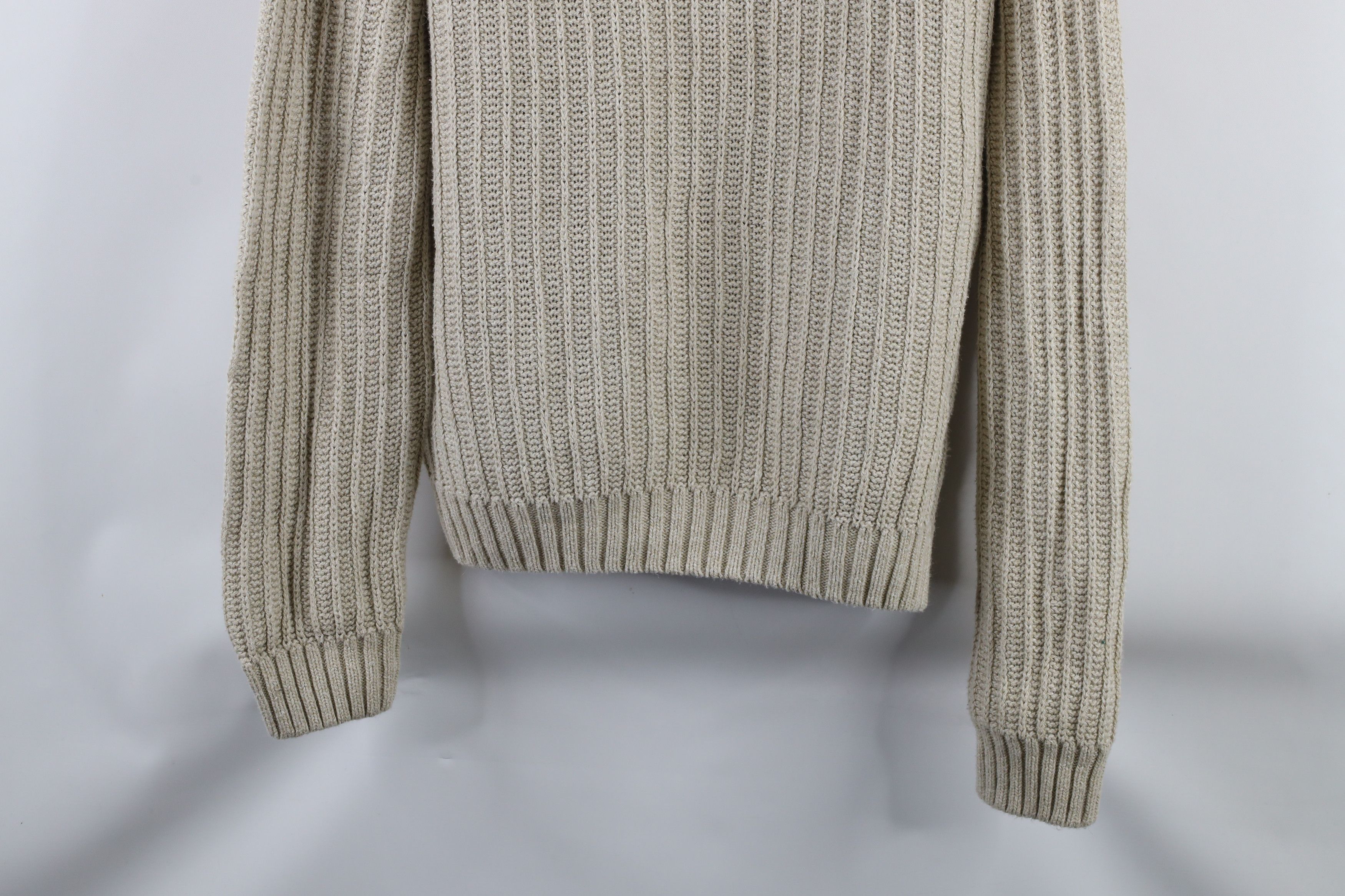 Vintage Vintage 90s Streetwear Ribbed Knit Crewneck Sweater Beige Size US L / EU 52-54 / 3 - 3 Thumbnail